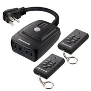 DEWENWILS Outdoor Light Sensor Timer with Remote, Waterproof, Plug in Timer Switch, 100FT Range Remote Control with 2 Grounded Outlets for Outdoor String Lights, With 2 Remotes
