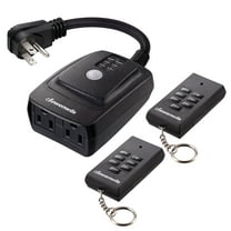 DEWENWILS Outdoor Light Sensor Timer with Remote, Waterproof, Plug in Timer Switch, 100FT Range Remote Control with 2 Grounded Outlets for Outdoor String Lights, With 2 Remotes