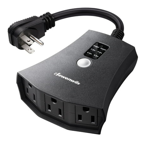 DEWENWILS Plug-in Christmas Light Timer Outdoor, Weatherproof, Heavy Duty 3-Prong Grounded Outlet, Dusk to Dawn and 2/4/6/8 Countdown Timer for Holiday Decoration Lights