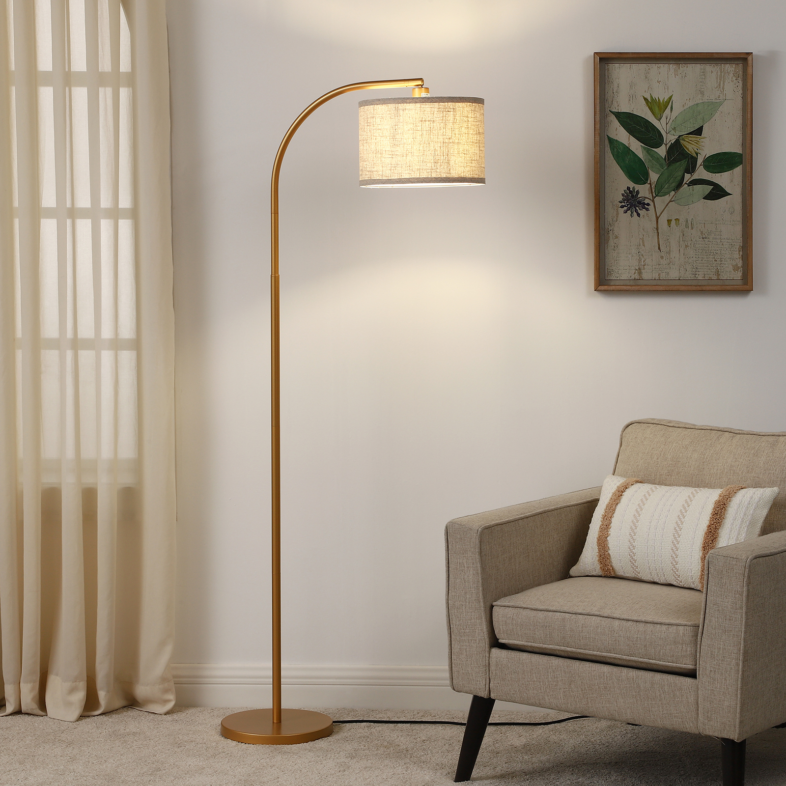 OUTON 63" Floor Lamp with 3CCT LED Bulb, Modern Standing Lamp with