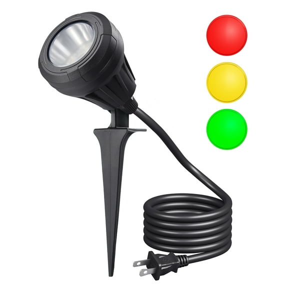 DEWENWILS Christmas Spotlight Outdoor, for garden yard, LED landscape light with 3 Color Lenses Waterproof Electric plug in Light projector 400 Lumen, 5 FT Power Cord