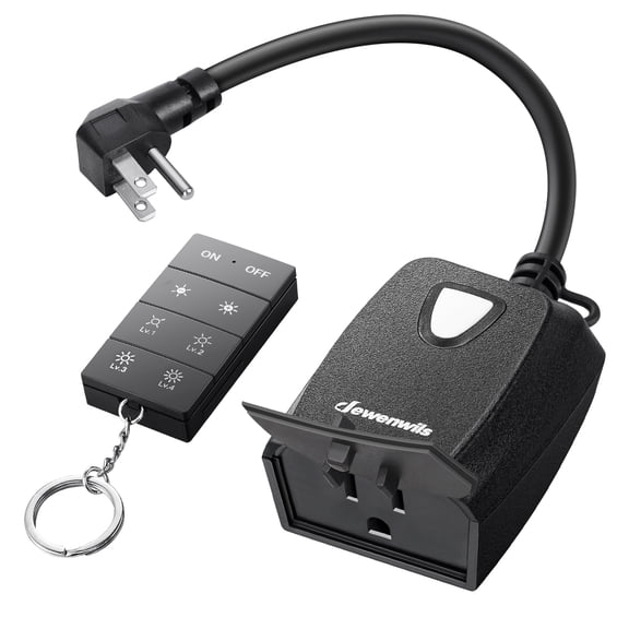 DEWENWILS Outdoor Dimmer Switch for Lights with Remote Control Stepless Dimming Plug
