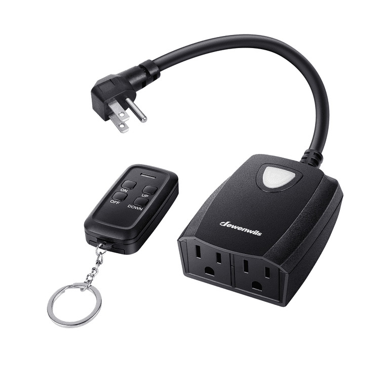 DEWENWILS Wireless Remote Control Outlet,100 Feet Range,Outdoor Electrical Outlet Switch, Black