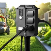 DEWENWILS Outdoor Power Stake Light Timer with 6 Grounded Outlets, 13A 1625W, 6FT Extension Cord, SJTW 16/3C, Dusk to Dawn Outdoor Timer for Lights, Yard, Garde