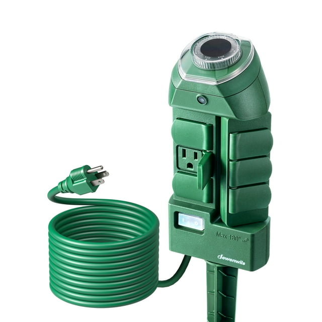 DEWENWILS Outdoor Power Stake Timer with Photocell Dusk Till Dawn, 6