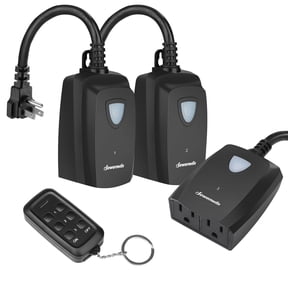 DEWENWILS Remote Control Outdoor Outlet, 15A/1875W Heavy Duty Weatherproof Switch, Remote with 100ft Range, 20cm 14AWG SJTW Cord,For Patio Lights, Pool Pumps, Yard Tools