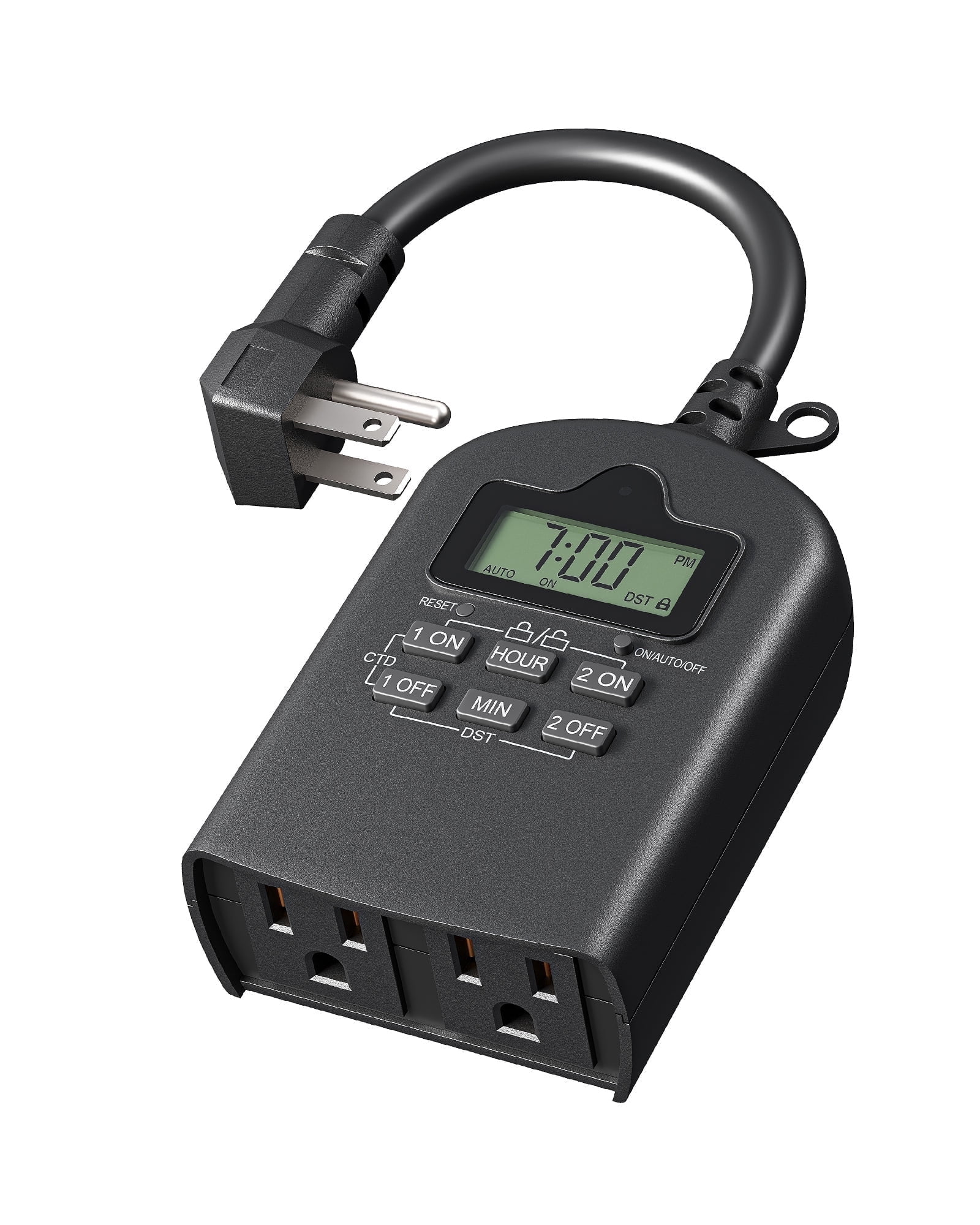 DEWENWILS Outdoor Light Timer with 2 Outlets, Waterproof, Digital Dusk ...