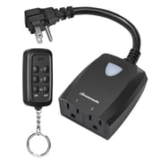 DEWENWILS Outdoor Wireless Remote Control Outlet,for Christmas 2 Independent Control Sockets, Heavy Duty Weatherproof Electrical Remote Control Switch, 15A, 100