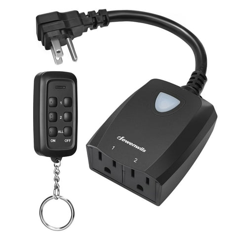 DEWENWILS Outdoor Wireless Remote Control Outlet,for Christmas 2 Independent Control Sockets, Heavy Duty Weatherproof Electrical Remote Control Switch, 15A, 100 FT Range