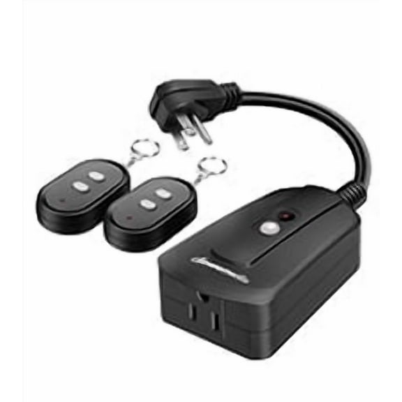 DEWENWILS Outdoor Wireless Remote Control Outlet, for Christmas Weatherproof Remote Control Light Switch, 15 Amp, No Interference, Black