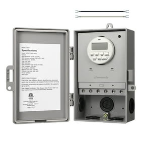DEWENWILS Outdoor Digital Pool Pump Timer Box, 2HP 40A 120-277 VAC, 7-Day 20 on/off Programmable Timer Switch for Water Heater, Pool Pump, Spa, Motor