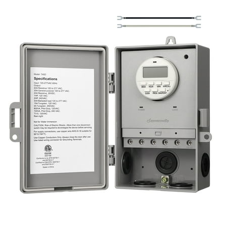 DEWENWILS  Outdoor Digital Pool Pump Timer Box, 2HP 40A 120-277 VAC, 7-Day 20 on/off Programmable Timer Switch for Water Heater, Pool Pump, Spa, Motor