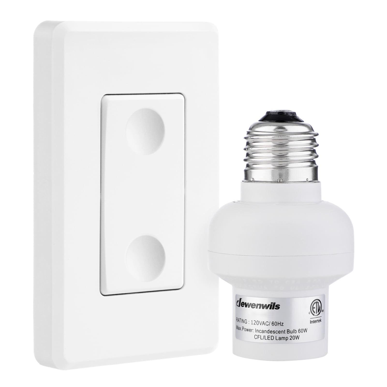 DEWENWILS Remote Control Lamp Bulb Socket E26 E27 Bulb Base for Pull ...