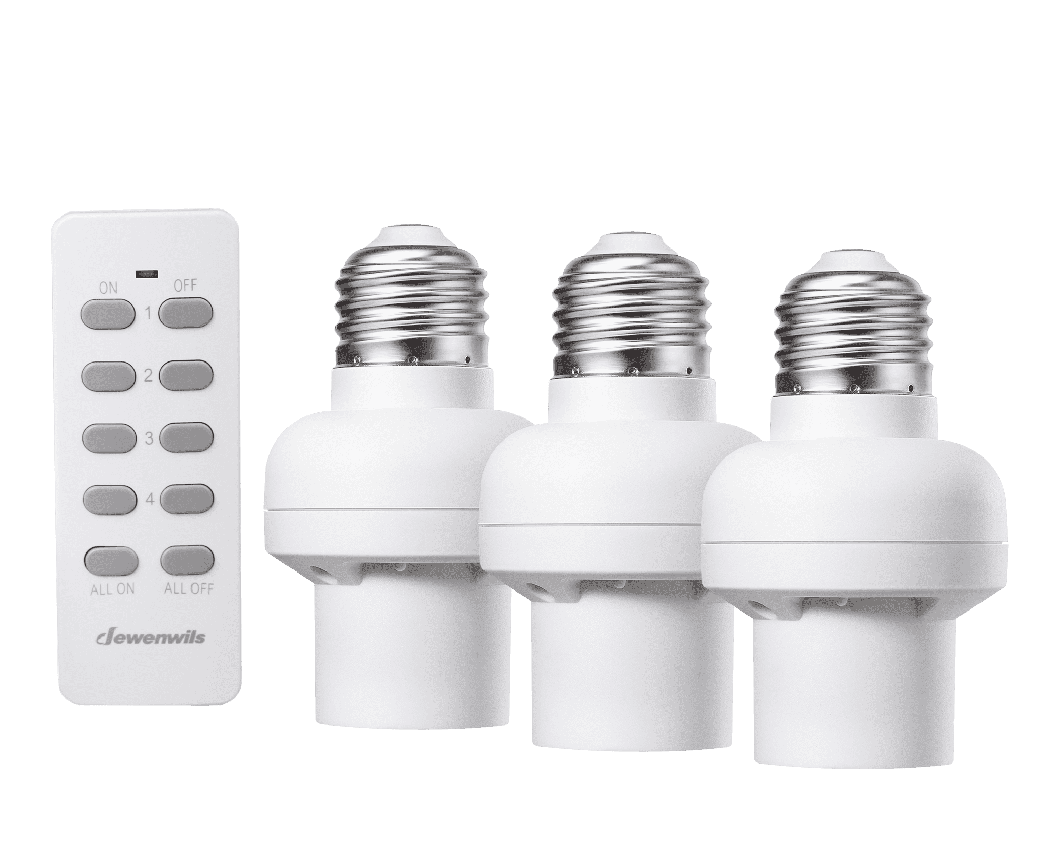 DEWENWILS Remote Control Lamp Light Bulb Socket for Halloween and Christmas E26/E27 Base for Pull Chain Light Fixture, No Wiring, ETL Listed(1 Remote+3 Sockets)