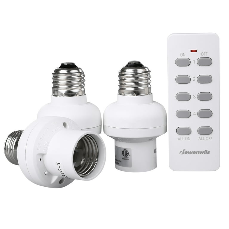 DEWENWILS Remote Control Lamp Light Bulb Socket E26 E27 Base for Pull Chain Light Fixture No Wiring ETL Listed 1 Remote 3 Sockets