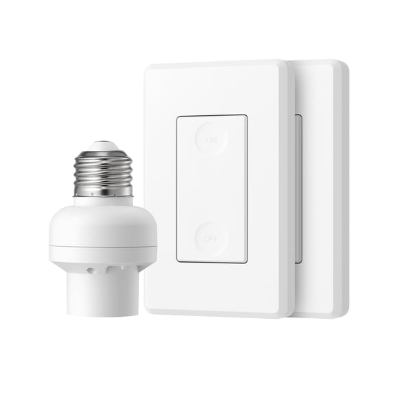 DEWENWILS Remote Control Lamp Light Bulb Socket E26 E27 , for Halloween and Christmas Wireless Light Switch for Pull Chain Light Fixture, No Wiring, ETL Listed (2 Wall Mounted Switch+1 Socket)
