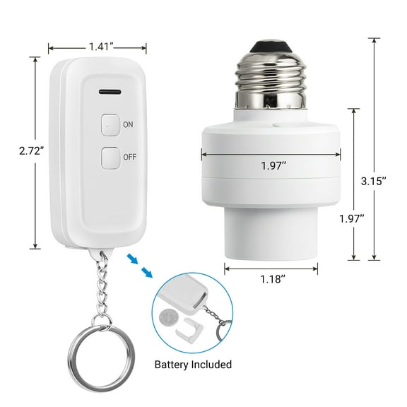 DEWENWILS Remote Control Light Bulb Socket E26/E27 Bulb Base,  Lamp Bulb Socket with Switch for Pull Chain Light Fixtures