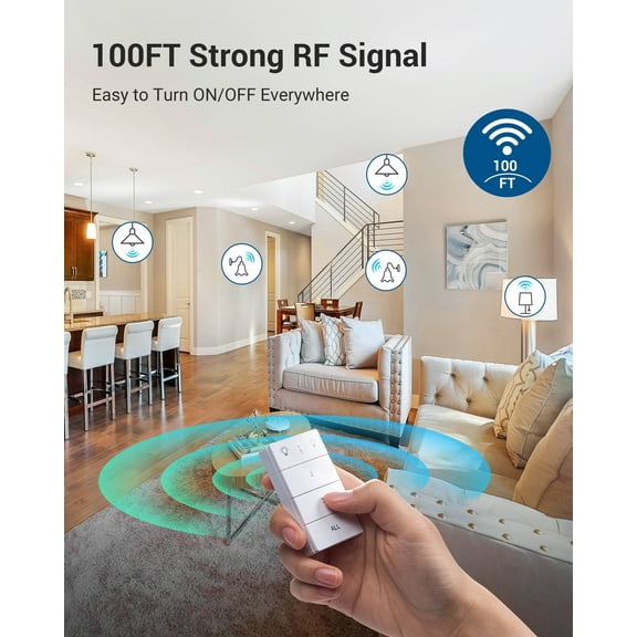 DEWENWILS Remote Control Light Socket, forWireless Light Switch for Christmas Pull Chain Light Lamp Fixtures, 100FT Range, No Wiring Needed