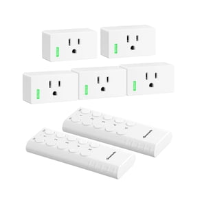 DEWENWILS Remote Control Outlet, Remote Control Outlet Plug 200FT Range, Indoor Wireless Remote Outlet Switch for Lamps, Fans, Christmas Lights, 15A/1800WFCC & ETL Listed (5 Outlets + 2 Remotes)