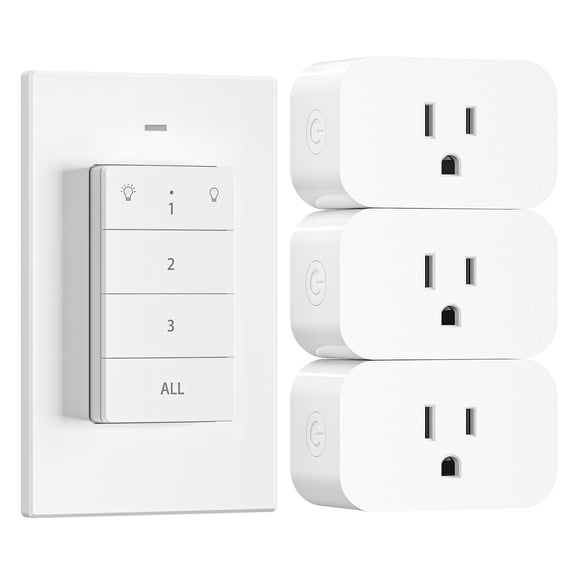 DEWENWILS Remote Control Outlet Set 1 Remote + 3 Outlets, Wireless Wall Mounted Light Switch, Plug in On/Off Power Switch for Lamp, Fan, Household Appliances, No Wiring, 100ft RF Range