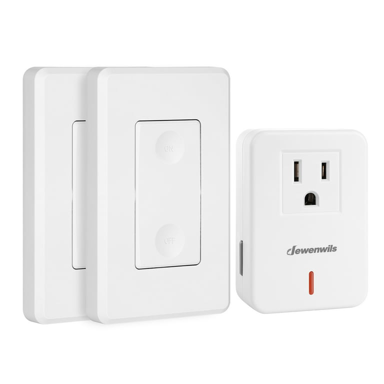 DEWENWILS Remote Control Outlet Switch, Wireless Light Switch for Household  Appliances(2 Switch+1 Outlet), No Wiring Needed
