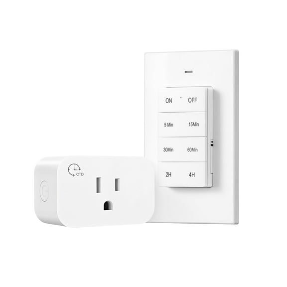 DEWENWILS Remote Control Outlet with Timer, Indoor Remote Timer Outlet, 100FT Wireless Light Switch with 5/15/30/60Min & 2/4Hrs Countdown, 15A/1875W Remote Plug for Household Appliances