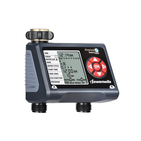 DEWENWILS Sprinkler Timer 2 Zone Water Hose Timer Programmable Rain Delay Automatic Watering for Garden