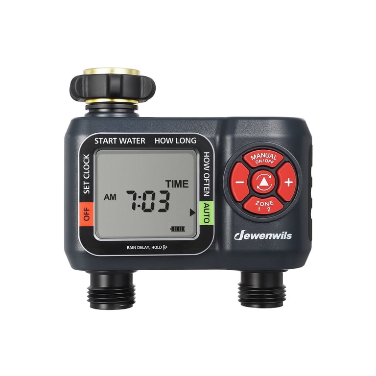 DEWENWILS, Sprinkler Timer, 2 Zone Water Hose System with Rain Delay