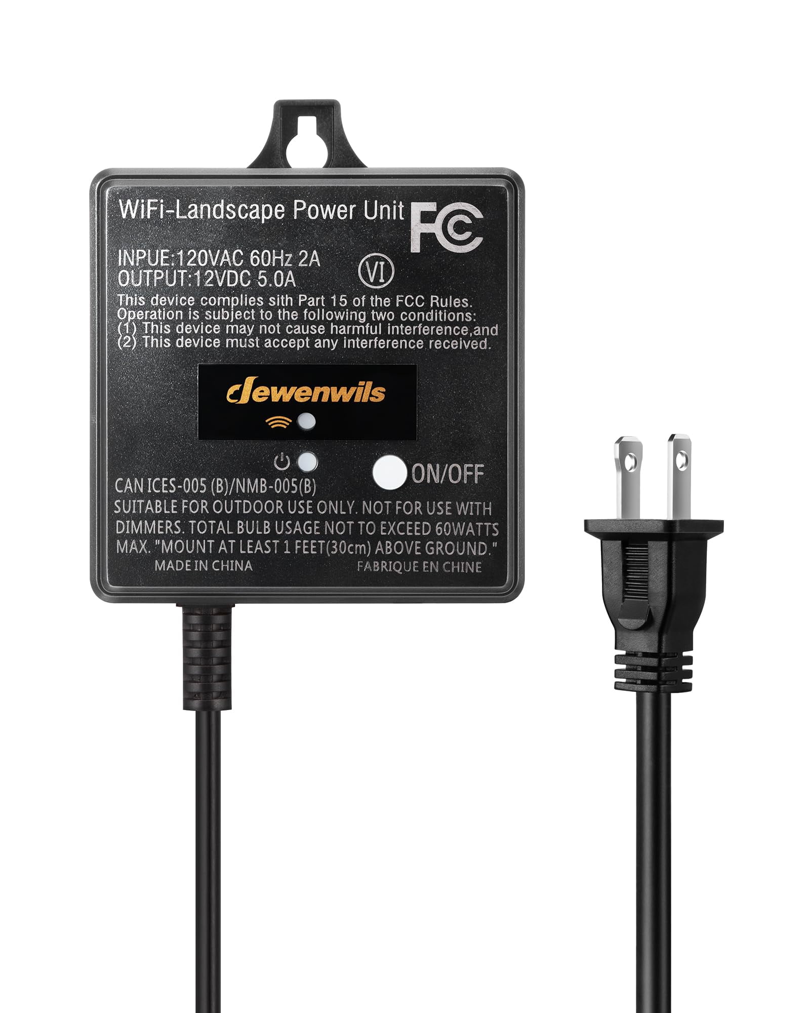 DEWENWILS WiFi Low Voltage EC36 Transformer 60W, 120V AC Smart Outdoor
