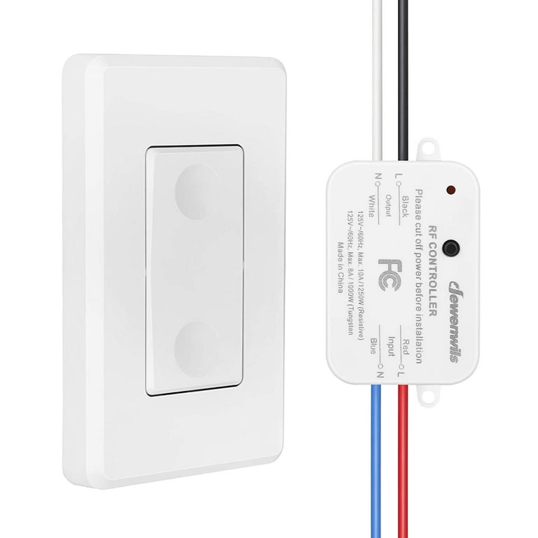 DEWENWILS Wireless Light Switch and Receiver Kit, Remote Control Wall Switch,100  Ft RF Range 