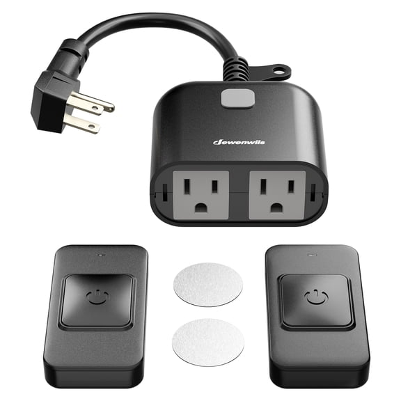 DEWENWILS Wireless Remote Control Outlet Switch Kit, 2 Remotes + 1 Receiver, 15A 1875W Heavy Duty, 100FT Range 433.92MHz, Nickel-Plated Copper, 14AWG SJTW Cord, Magnetic Remote Holder