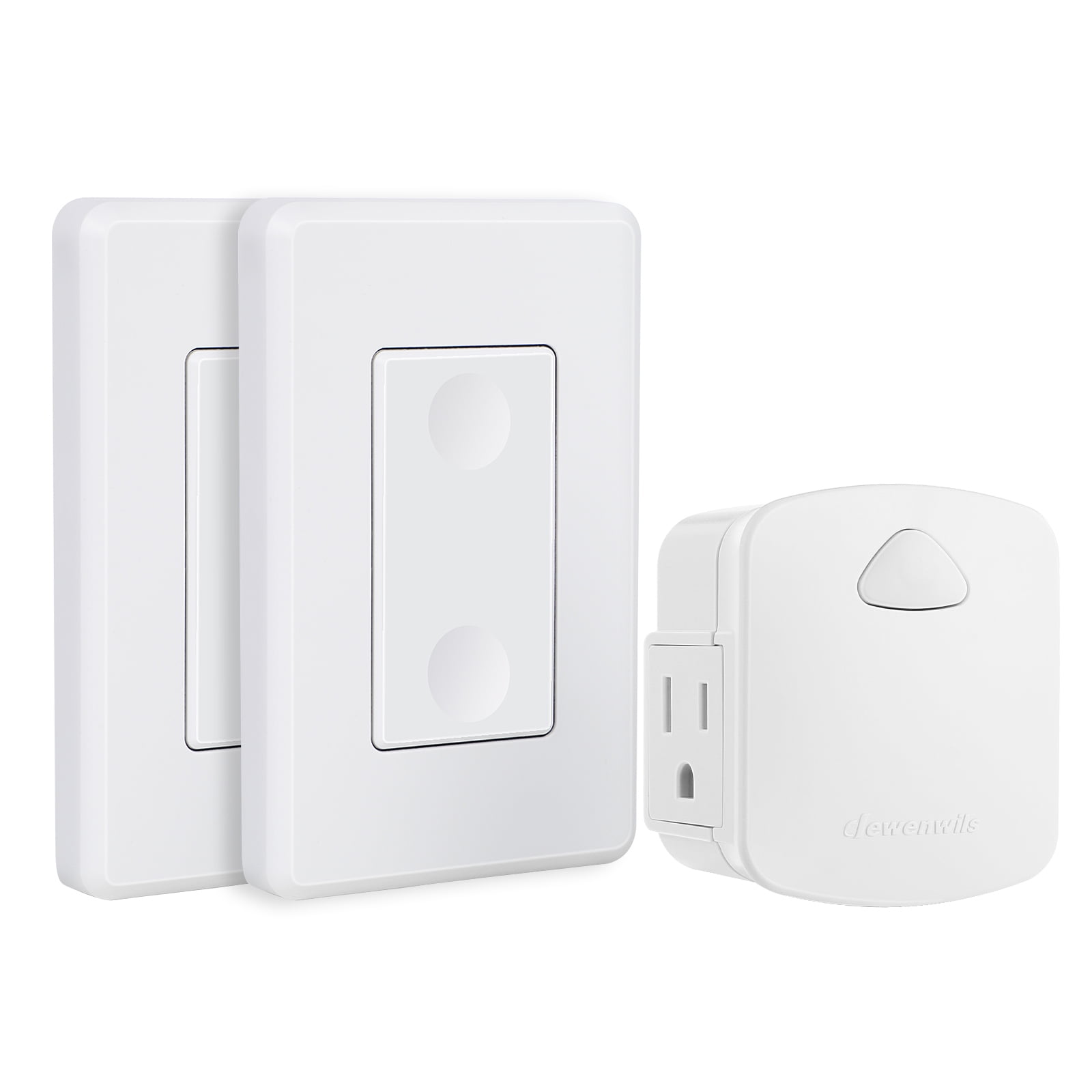 WavePoint 125V/15A Wireless Outlet Plug with Wall Switch & Braille (On/Off)  Mark (1 US Outlet + 1 Remote Control) - White