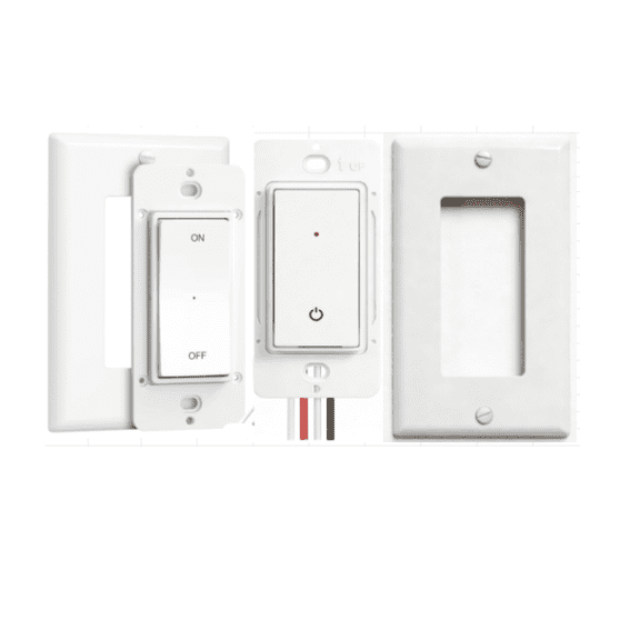 DEWENWILS Wireless Remote Control Switch Kit, Magnetic Base, 15A 120VAC 60Hz, 100ft Range, Single Pole, 14AWG Pre-Stripped Wires, Wall Mount Box Included, White
