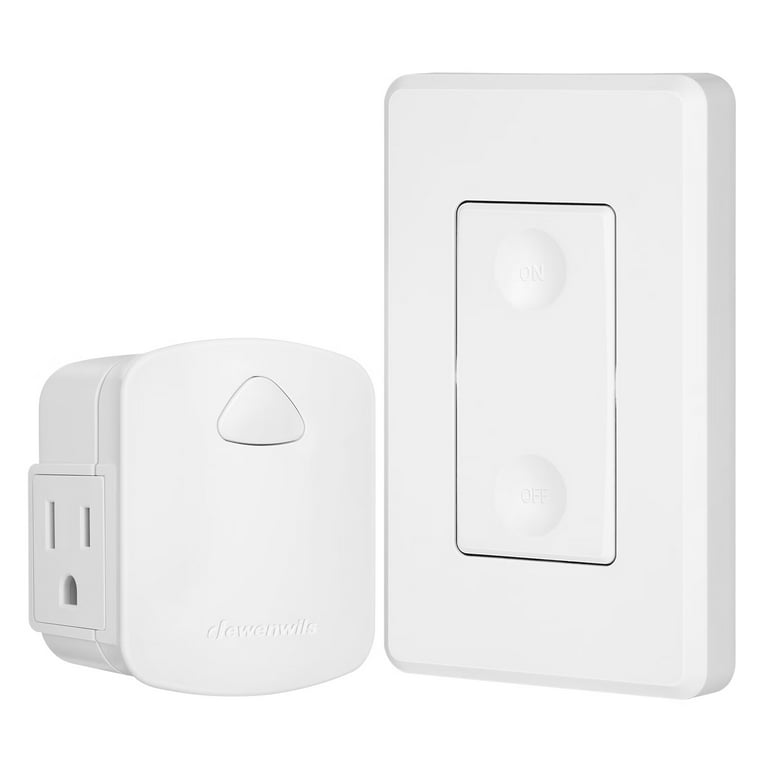 DEWENWILS Indoor Remote Control Outlet, Wireless Remote Light Switch with 2  Side Outlets, No Interference Remote Outlet Switch, No Wiring, 15A/1875W,  100ft RF Range, Compact Design, Programmable 