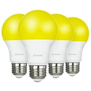 DEWENWILS Yellow LED Light Bulbs,Amber Glow Outdoor Bug LED Bulbs for Porch Outdoor Light Fixture, 9W(60W Equivalent) 600LM 2400K E26 Medium Base,UL Listed,4-Pack