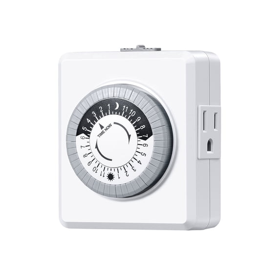 Dual Control Timer DEWENWILS Mechanical Timer, Indoor 30-Minute Intervals, Dual 3 Prong ...