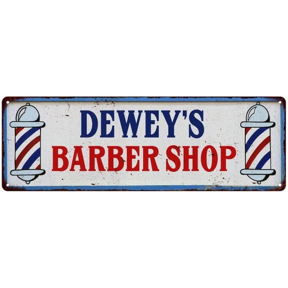DEWEY'S Barber Shop Hair Salon Gift Metal Sign Retro 6x18 206180031123