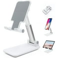 thumbnail image 1 of DEWIN Cell Phone Stand, Adjustable Angle Height Phone Stand for Desk Foldable/Portable Phone Holder Compatible with All Mobile Phones White, 1 of 9