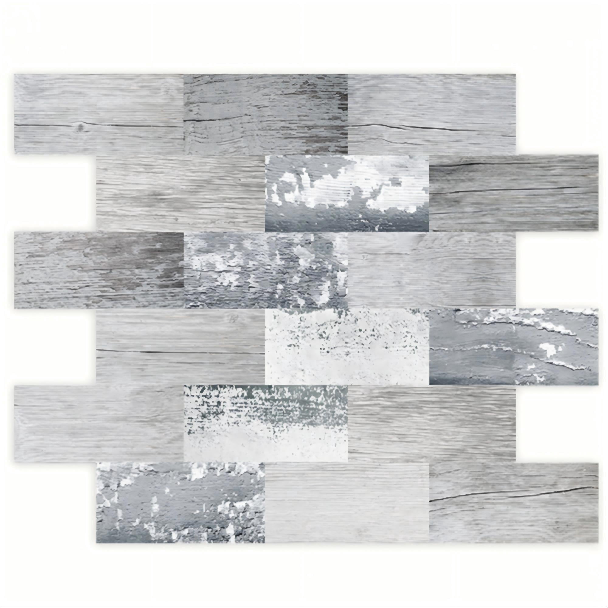 DEWOO 10-Sheet Peel and Stick Backsplash Wall Tile Self Adhesive, Stickon Tile for Kitchen Backplash, Bathroom Vanities, Fireplace Decor, Laundry Table, Stair Decals in Spruce Grey Rustic