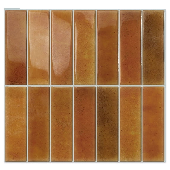 DEWOO 10 Sheet Peel and Stick Backsplash Tile,3D Self Adhesive Wall Tiles Stick on Backsplash for Kitchen,Bathroom,Camper (12"×12",Orange)