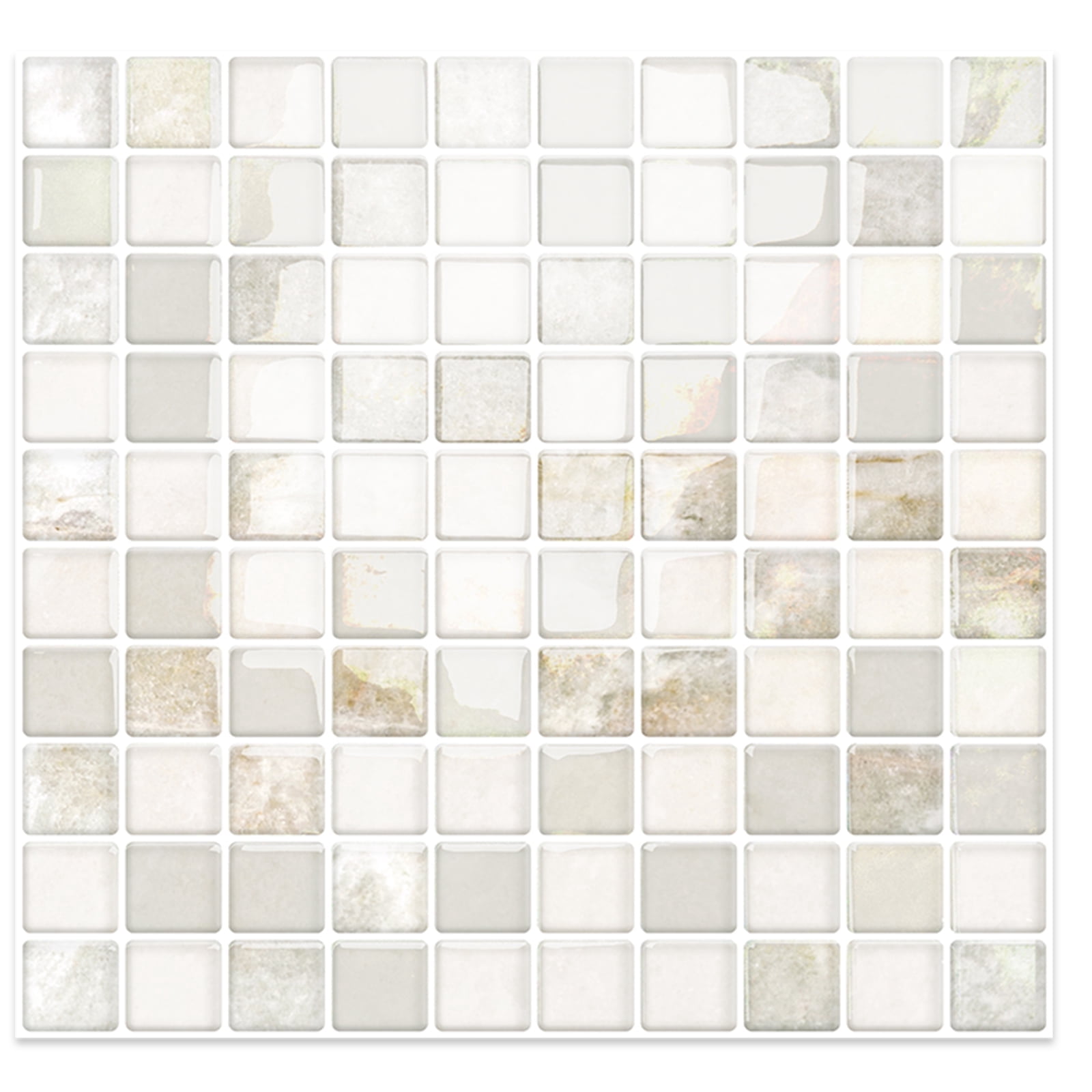DEWOO 10 Sheet Thicker Mosaic Peel and Stick Backsplash Tile Removable Self Adhesive Wall Tiles for Bathroom Kitchen Counter (12"×12",Beige)