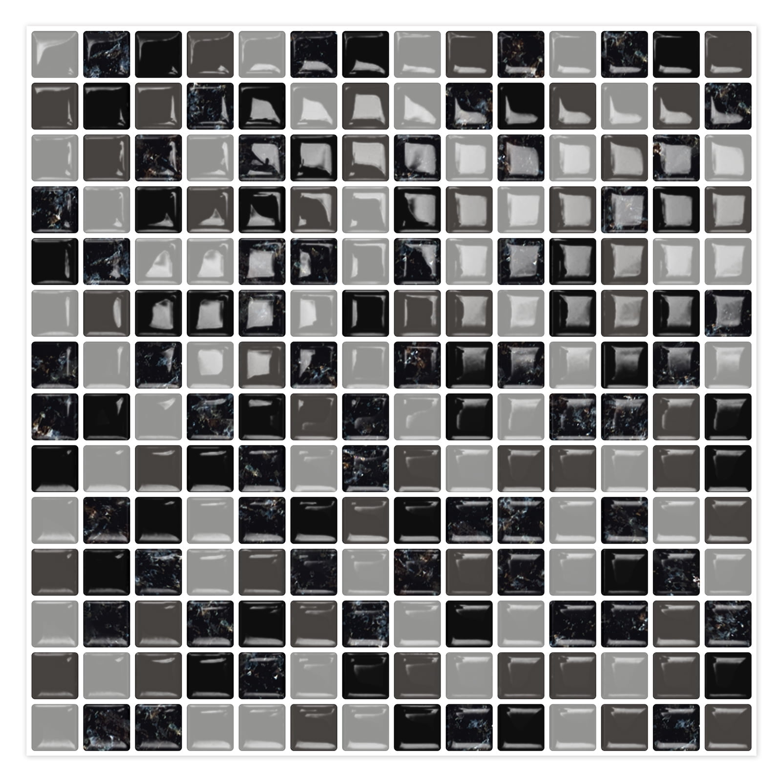 DEWOO 10 Sheet Thicker Mosaic Peel and Stick Backsplash Tile Removable Self Adhesive Wall Tiles for Bathroom Kitchen Counter (12"×12",Grey)