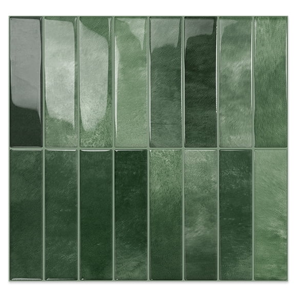 DEWOO 10 Sheet Thicker Peel and Stick Backsplash Tile,3D Self Adhesive Wall Tiles Stick on Backsplash for Kitchen,Bathroom,Camper (12"×12",Dark Green)