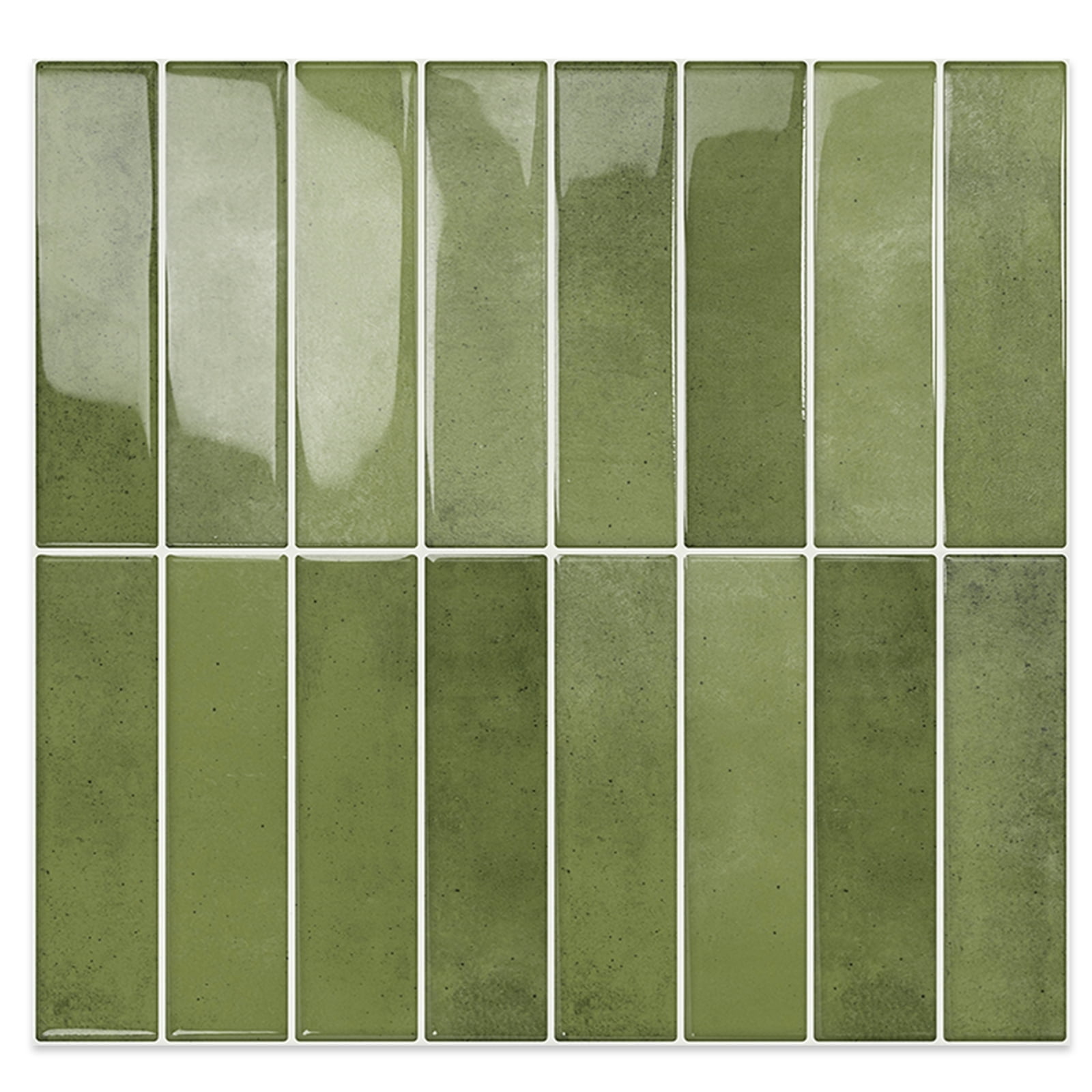 DEWOO 10 Sheet Thicker Peel and Stick Backsplash Tile,3D Self Adhesive Wall Tiles Stick on Backsplash for Kitchen,Bathroom,Camper (12"×12",Grass Green)