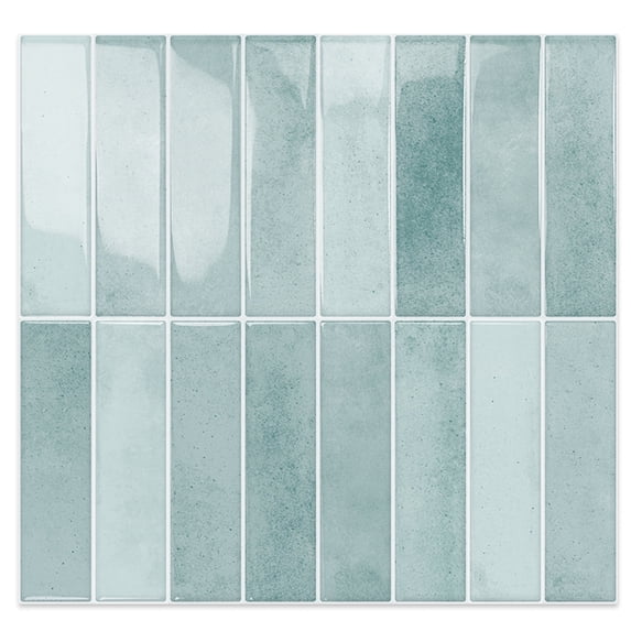 DEWOO 10 Sheet Thicker Peel and Stick Backsplash Tile,3D Self Adhesive Wall Tiles Stick on Backsplash for Kitchen,Bathroom,Camper (12"×12",Light Blue)
