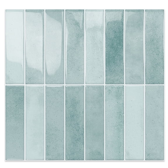 DEWOO 10 Sheet Thicker Peel and Stick Backsplash Tile,3D Self Adhesive Wall Tiles Stick on Backsplash for Kitchen,Bathroom,Camper (12"×12",Light Blue)
