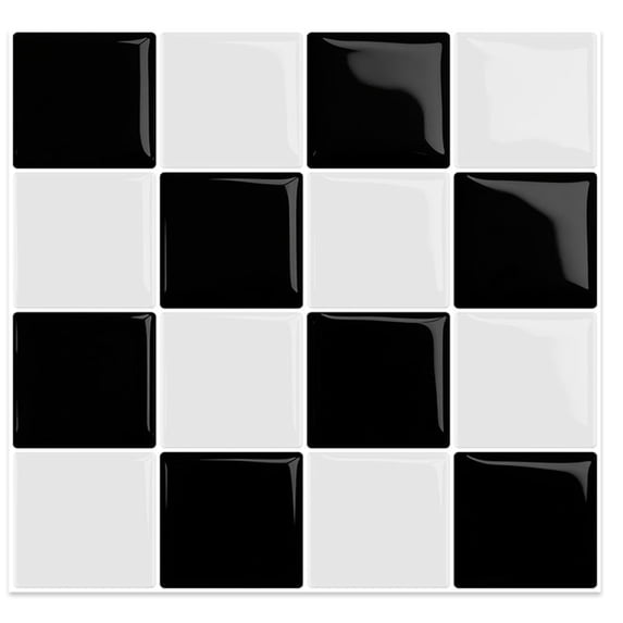 DEWOO 10 Sheet Thicker Peel and Stick Backsplash, Self-Adhesive Wall Tiles for Kitchen Bathroom, Vinyl Material, Easy to Install, 12"x12", Black
