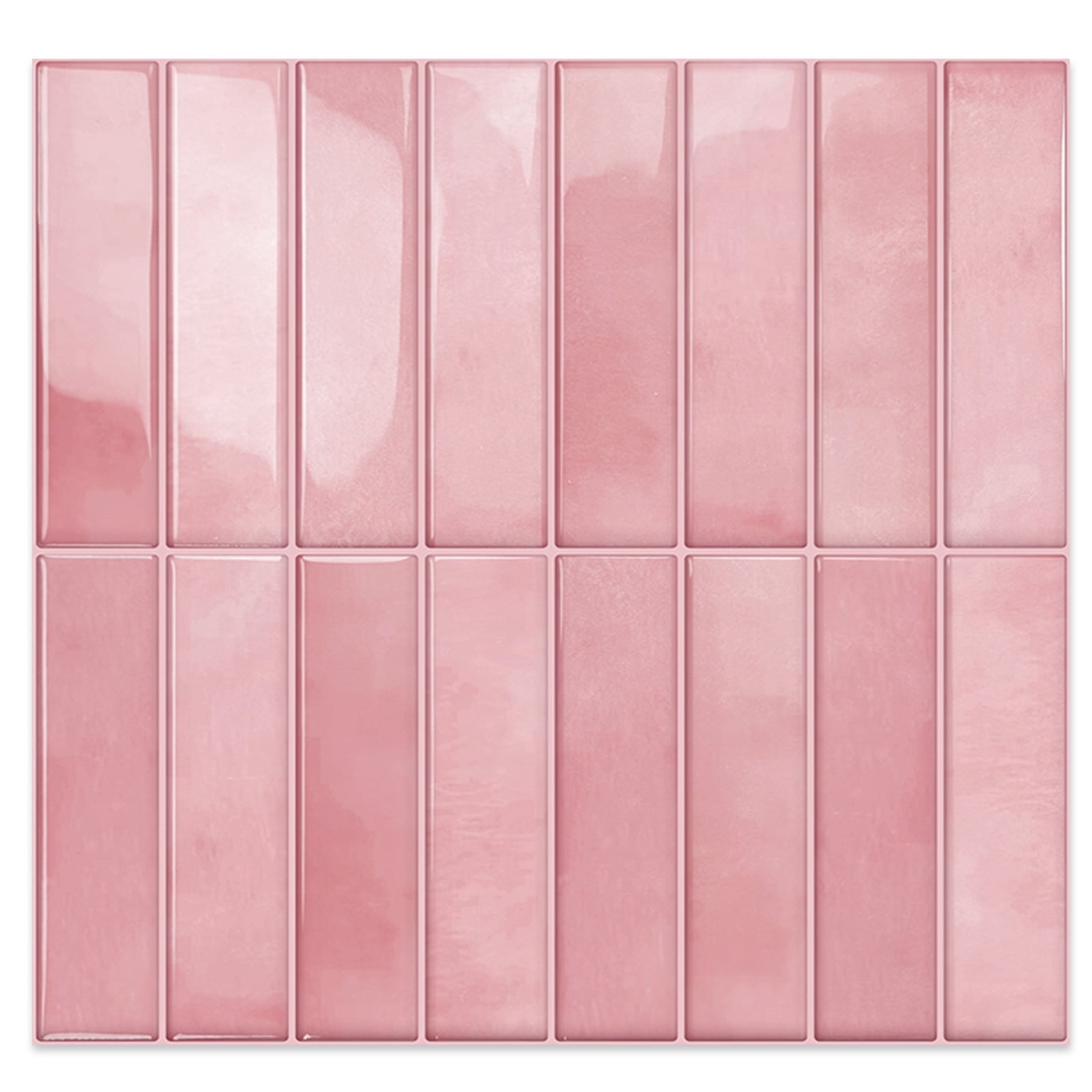 DEWOO 10 Sheet Thicker Peel and Stick Backsplash Tile,3D Self Adhesive Wall Tiles Stick on Backsplash for Kitchen,Bathroom,Camper (12"×12",Pink)
