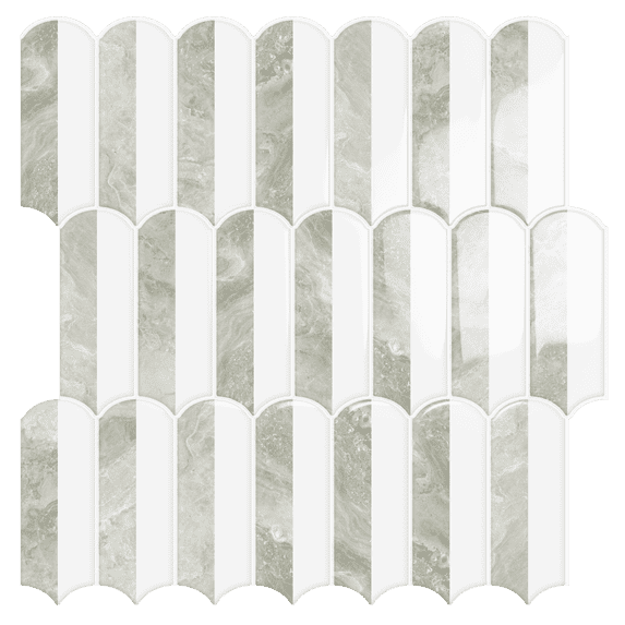 DEWOO 10-Sheet Upgraded Thicker Peel and Stick Kitchen Backsplash Tiles,Waterproof Self-Adhesive Vinyl Wall Tile Fish Scale Mosaic Design,for Bathroom,Fireplace and RV(Beige,12"×12")