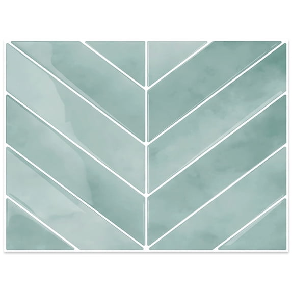 DEWOO 10 Sheets Herringbone Peel and Stick Backsplash, Thicker Rectangular Vinyl Stick-On Wall Tiles, 3D Adhesive Waterproof Wall Tiles for Kitchen, Bathroom, Living Room(Light Blue,12.6”x10”)